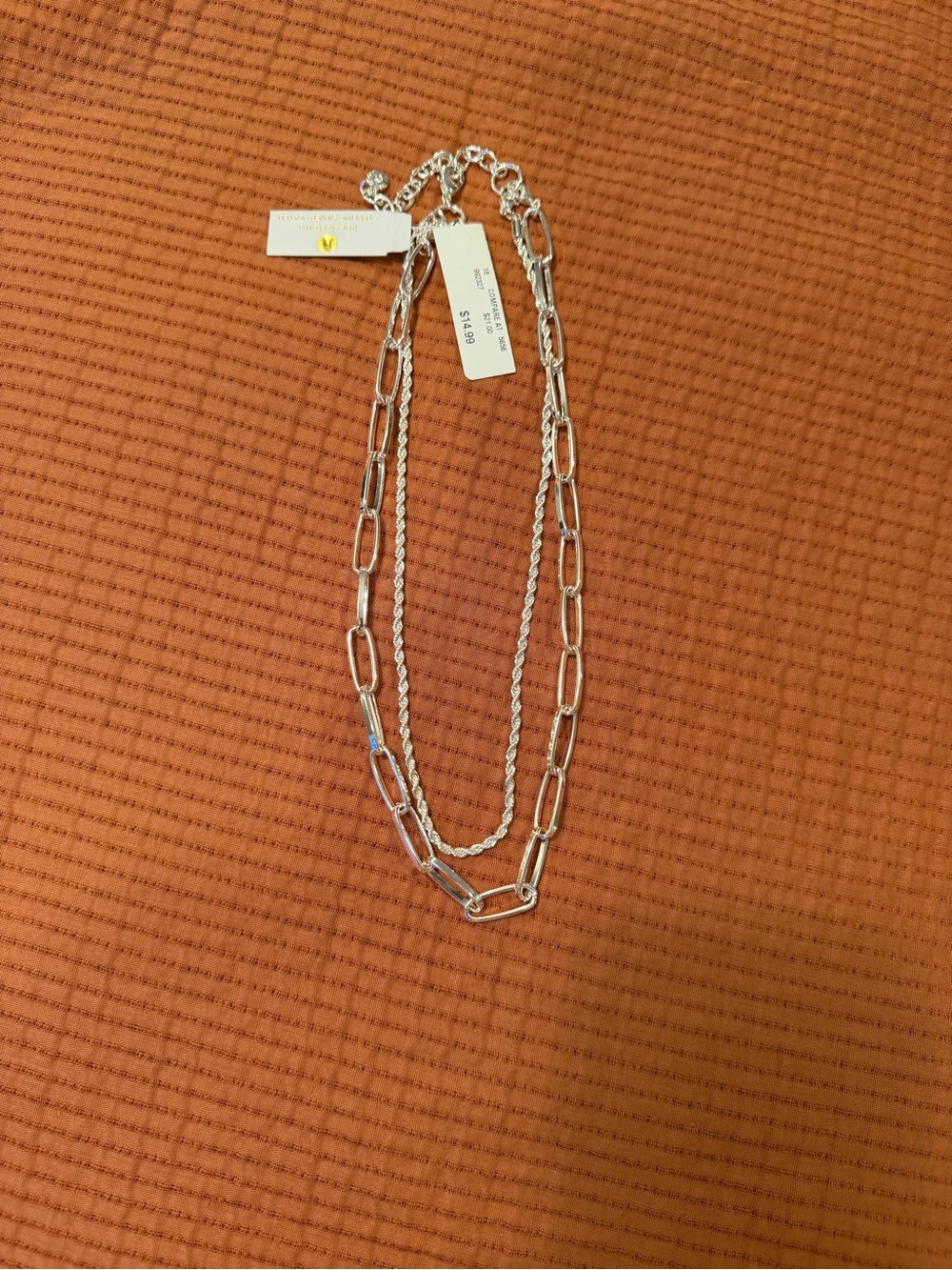 Layered Silver Chain Necklace for Women - Double Strand NWT